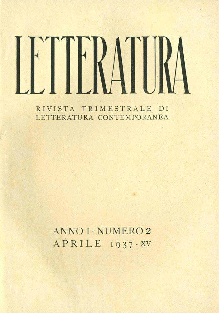 Letteratura, N 2 aprile 1937, frontespizio